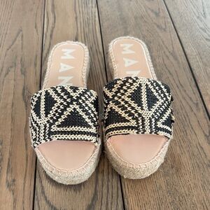 Black and Cream Women's Espadrille Slides